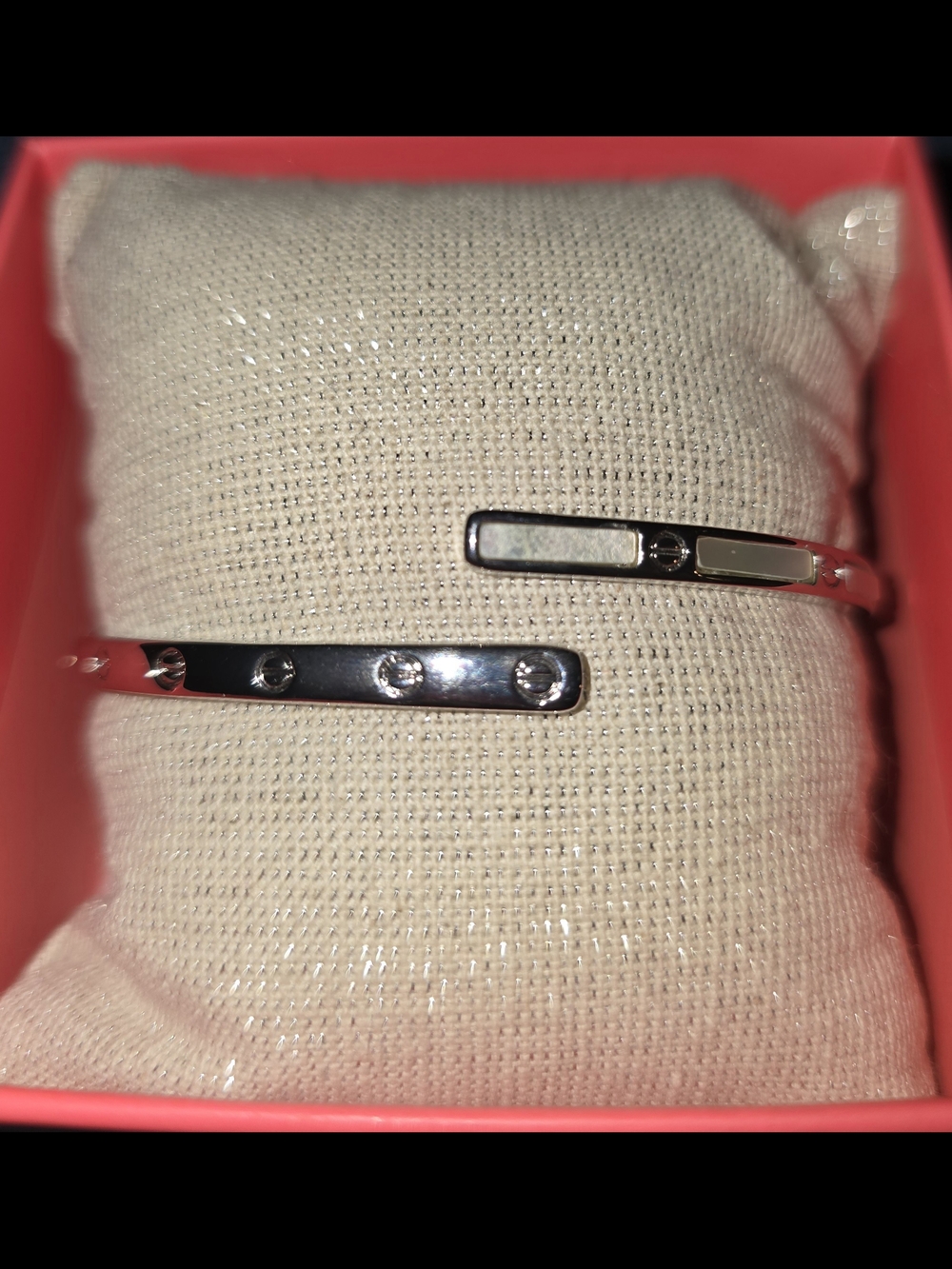 Silver Open Cuff Bracelet with Crystal Accents